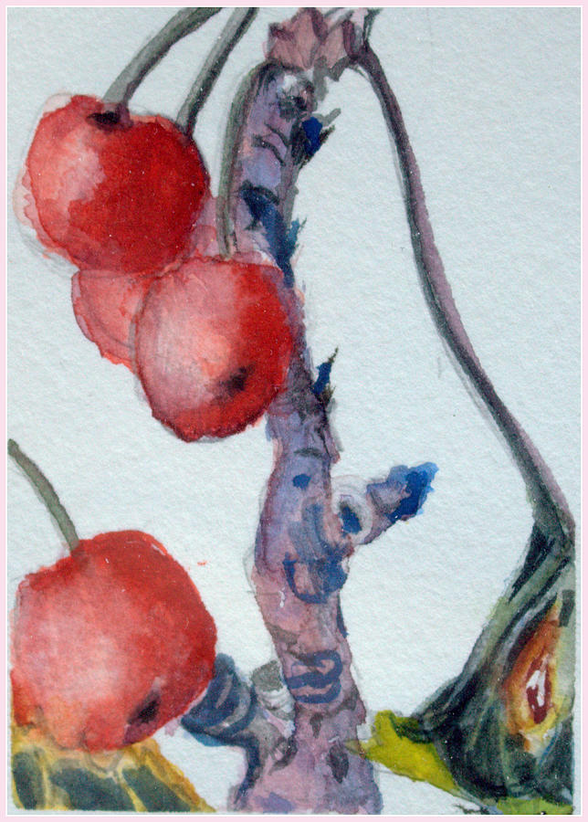 Cherry Branch Painting by Mindy Newman