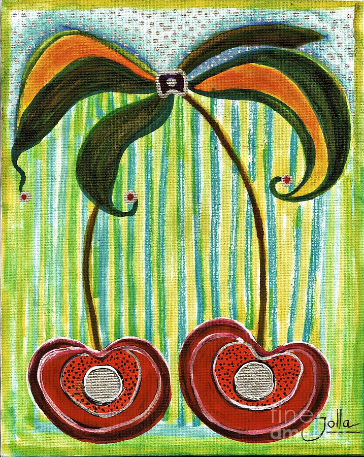 Cherry double Painting by Jolanta Anna Karolska