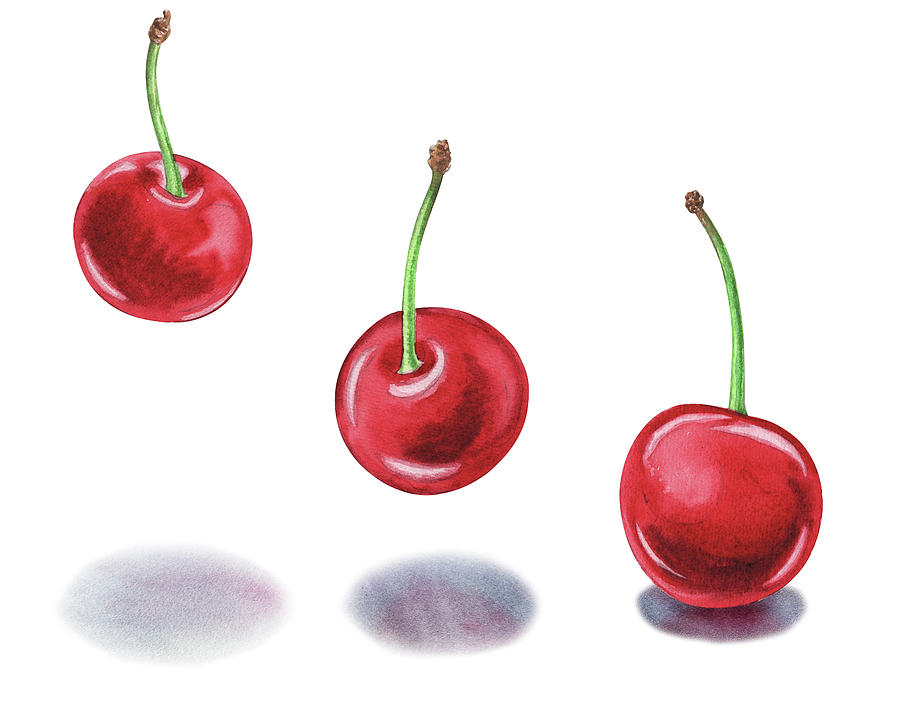 Cherry Full Rain  Painting by Irina Sztukowski
