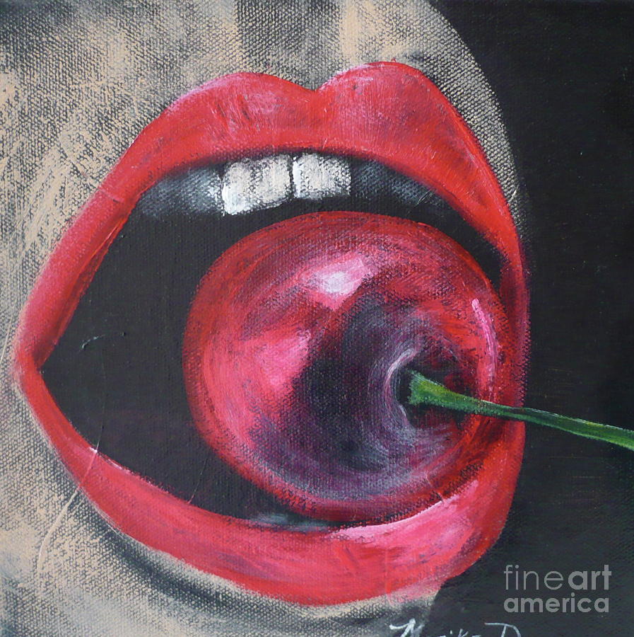 Cherry Love Painting by Monika Shepherdson