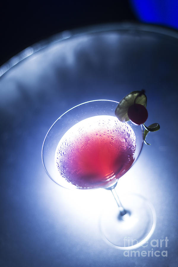 Cherry Martini Cocktail Drink At Night Photograph