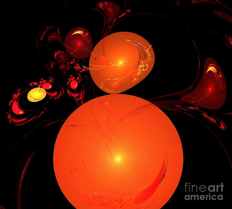 Abstract Digital Art - Cherry Orange Swirls by Kim Sy Ok