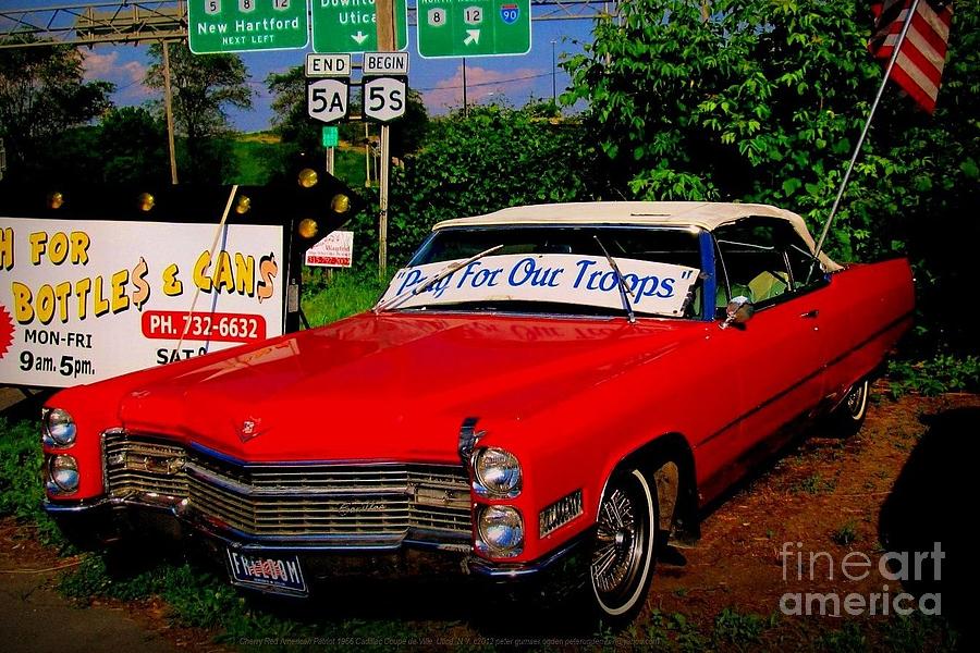 Cherry Red American Patriot 1966 Cadillac Coupe De Ville Photograph by Peter Ogden