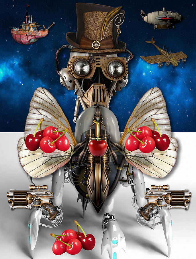 Cherry Robot 1 Art Mixed Media by Marvin Blaine
