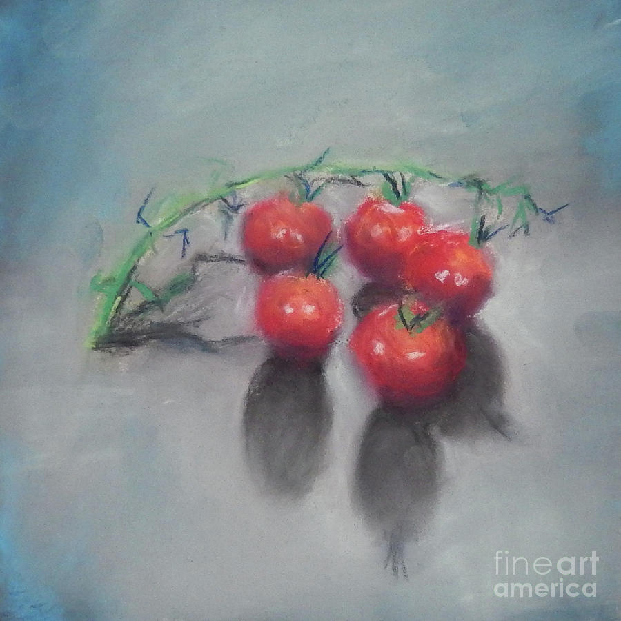 Cherry Tomatoes Pastel Painting by Yoshiko Mishina