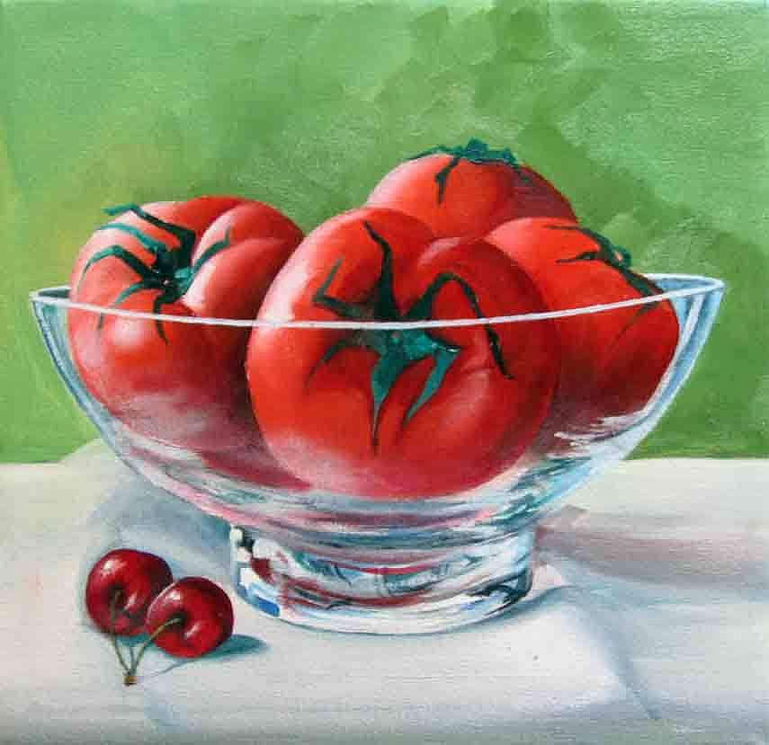 Cherry Tomatoes Painting by Tim Johnson