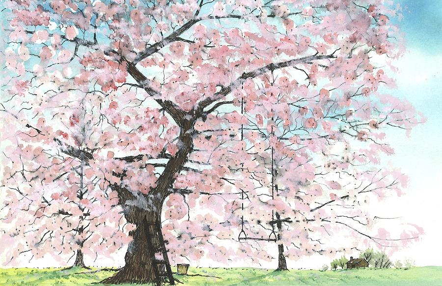 Cherry Trees Painting by Patrick Grills