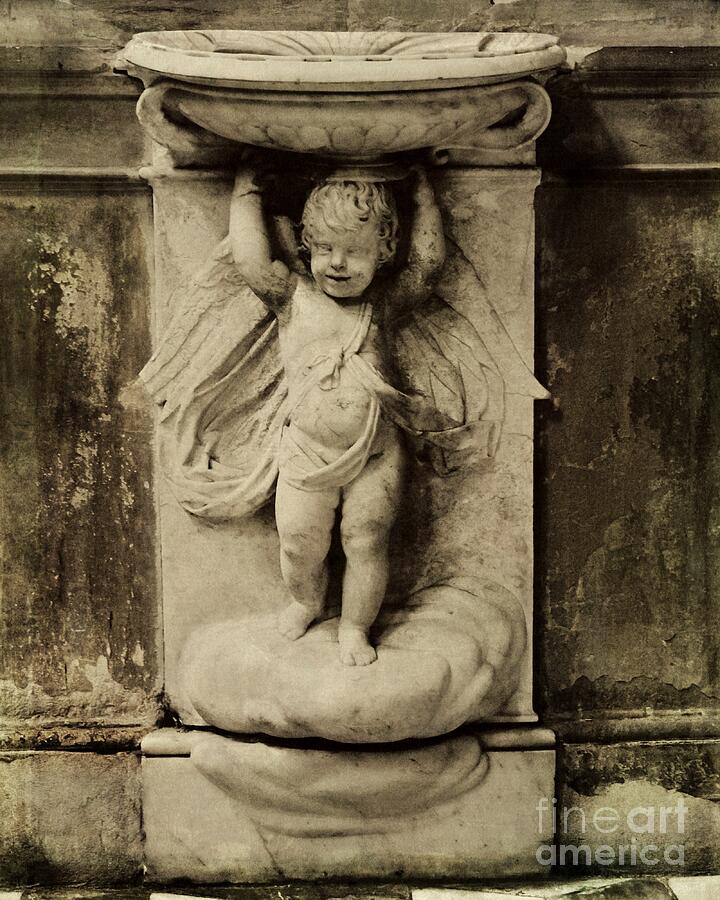 Cherub Angel in Sepia Photograph by Patricia Strand