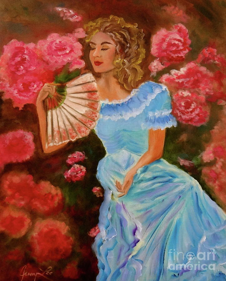 Cheryl in the Roses Jenny Lee Discount Painting by Jenny Lee