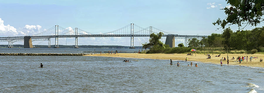 Chesapeake Bay Bridge and Beach - Pano Photograph by Brian Wallace