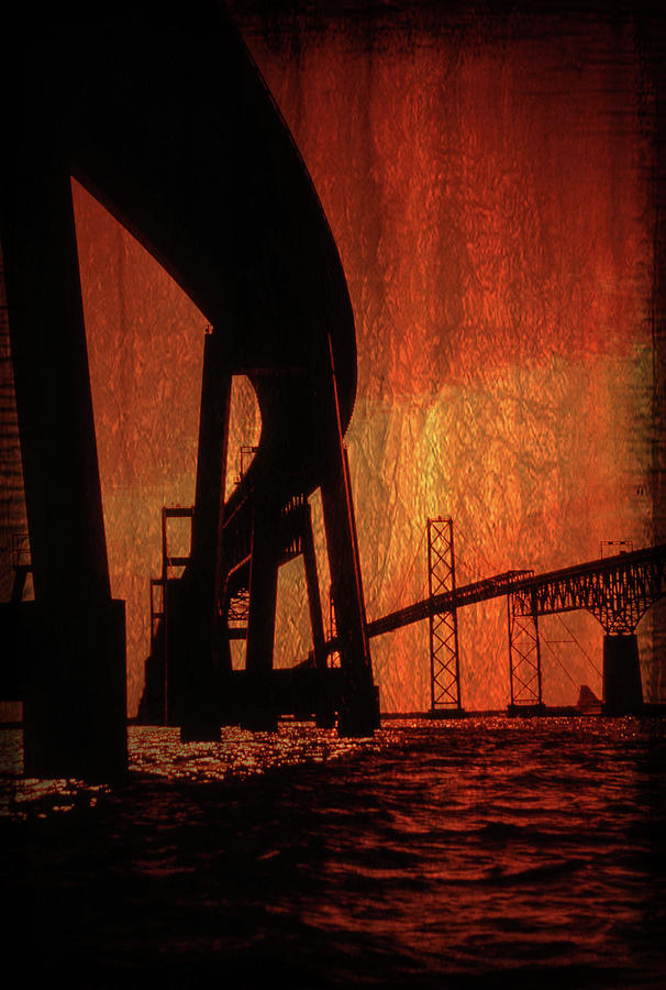 Sunset Photograph - Chesapeake Bay Bridge Artistic by Skip Willits