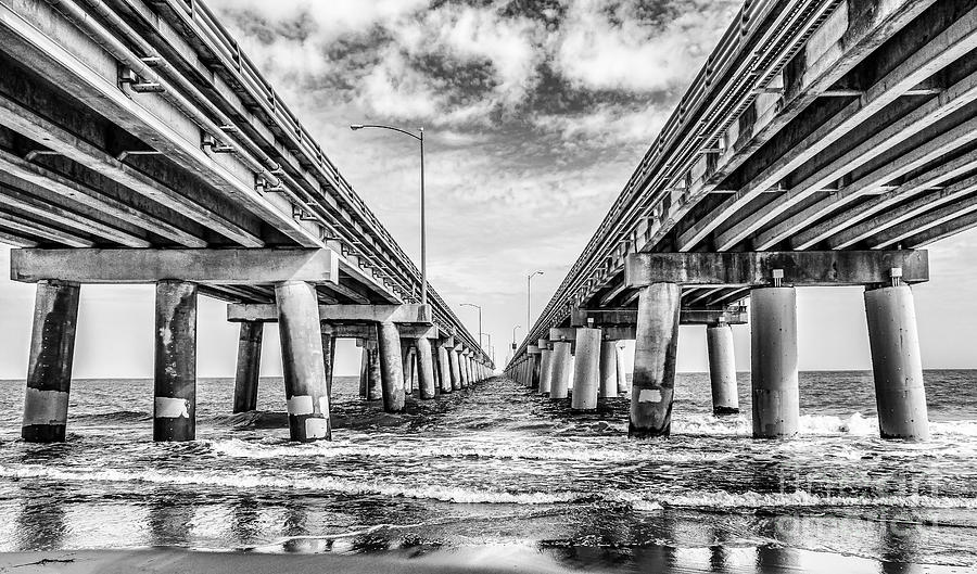 Chesapeake Bay Bridge - Monochrome Photograph by Nick Zelinsky Jr