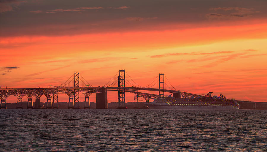 Bridge Photograph - Chesapeake Bay Bridge Sunset by Mark Dignen