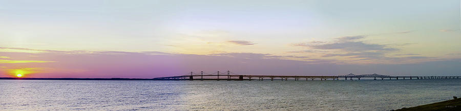 Chesapeake Bay Bridge Sunset Pano Photograph by Brian Wallace