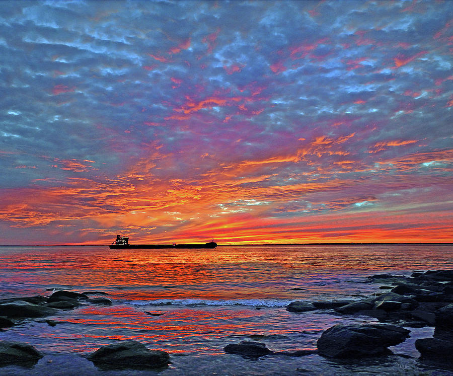 Sunset Photograph - Chesapeake Shipping Channel At Sunset near Annapolis, Maryland by Dale Hall