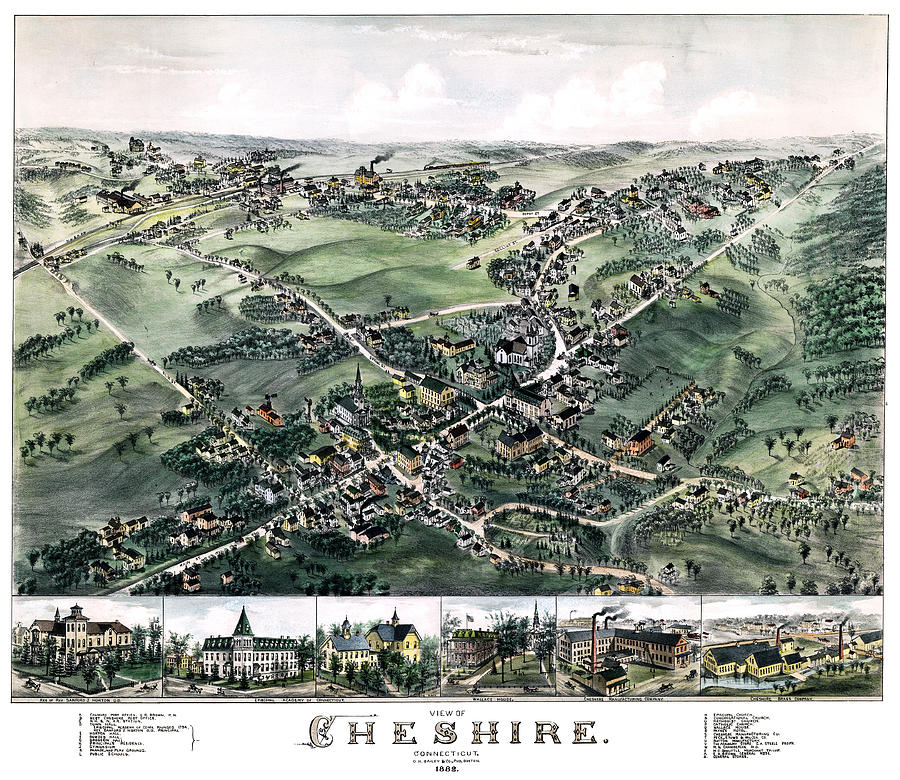 Cheshire Connecticut 1882 Perspective Map Photograph by Phil Cardamone
