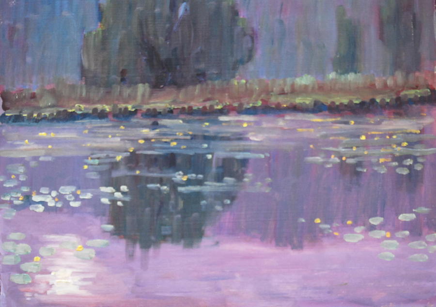 Cheshire Lake Lilly study Painting by Len Stomski