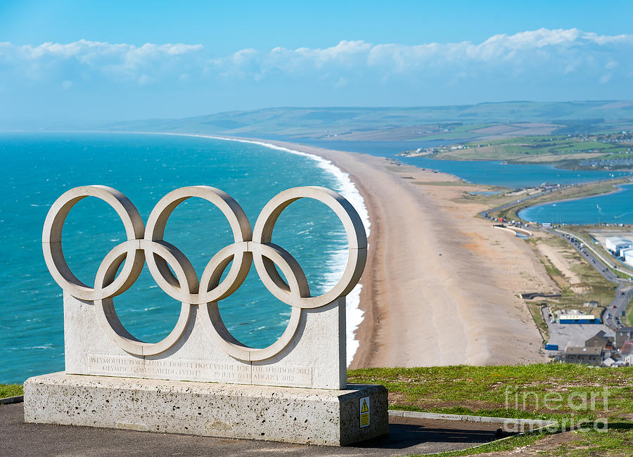 Chesil Beach and Olympic Rings Photograph by Colin Rayner