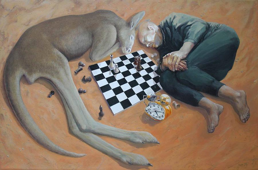 Surrealistic Painting - Chess Game by Valeriu Buev.