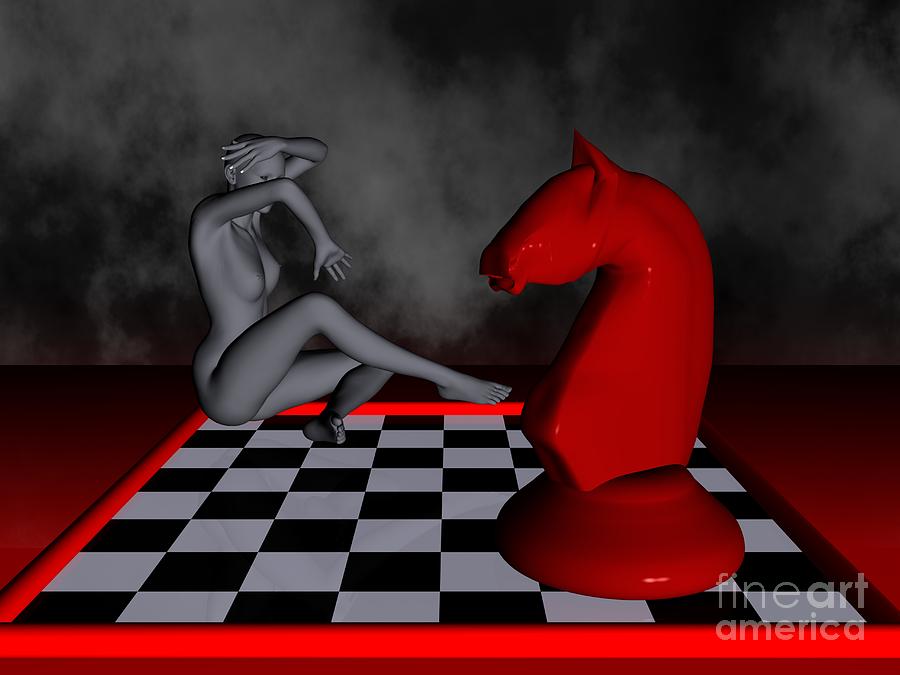 Fantasy Digital Art - Chess Knight And Chess Lady by Issa Bild