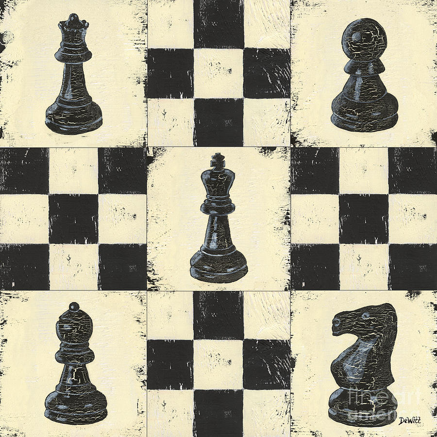 Chess Painting - Chess Pieces by Debbie DeWitt