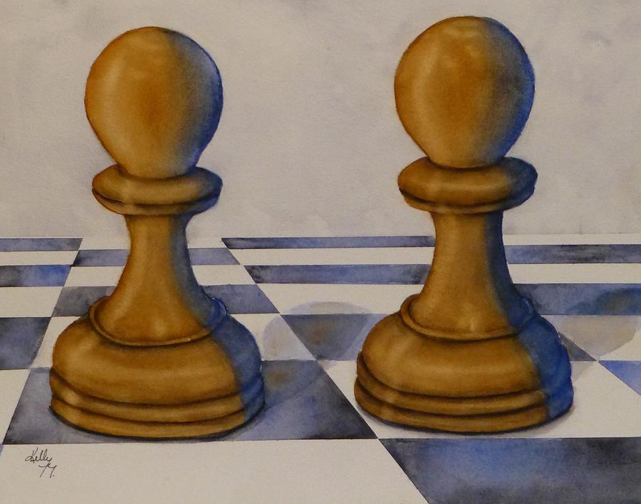 Chess Pieces Painting by Kelly Mills