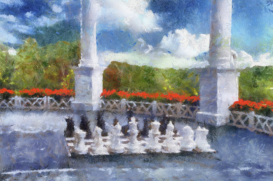 Chess Set On The Porch Grand Hotel Mackinac Island Michigan Pa 02 Mixed Media By Thomas Woolworth