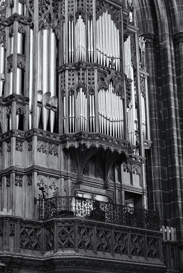 Chester Cathedral Organ Momochrome Photograph by Jeff Townsend