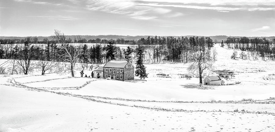 Chester County - Valley Forge in Winter in Black and White Photograph by Bill Cannon