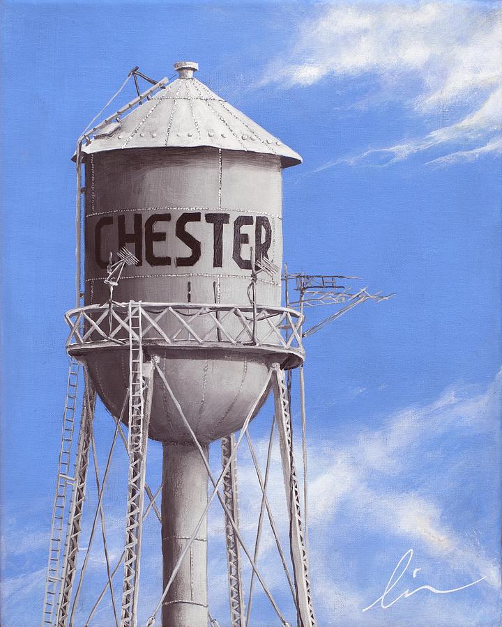 Water Tower Painting - Chester Water Tower NE by Cindy D Chinn