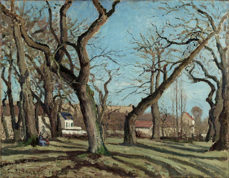Chestnut Grove at Louveciennes Painting by Camille Pissarro