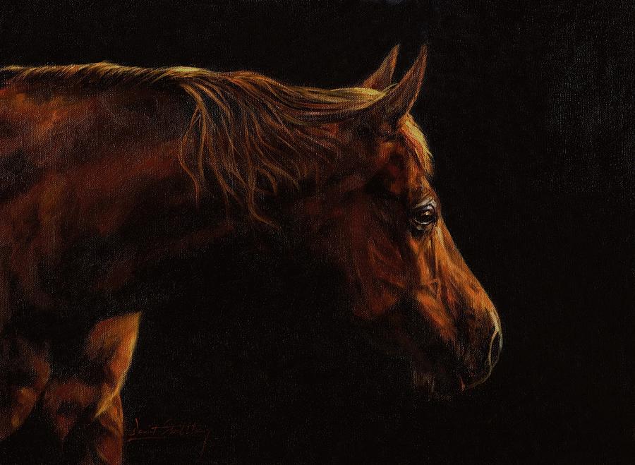 Chestnut Horse Portrait Painting by David Stribbling