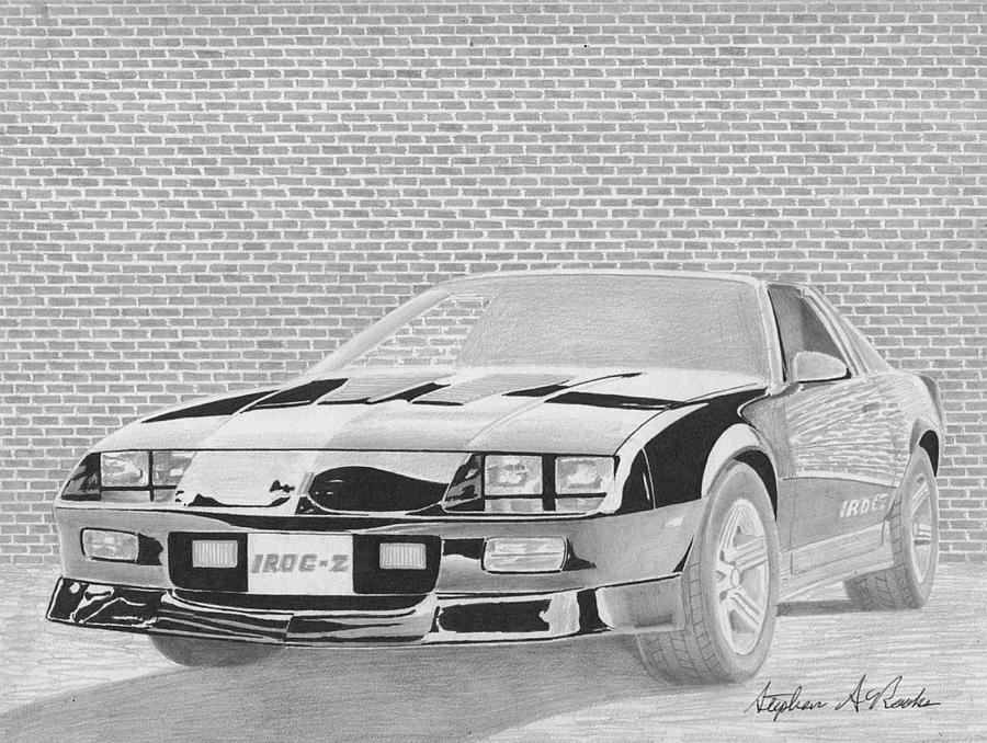 Miscellaneous Mixed Media - Chevrolet Camaro IROC-Z CLASSIC MUSCLE CAR ART PRINT by Stephen Rooks