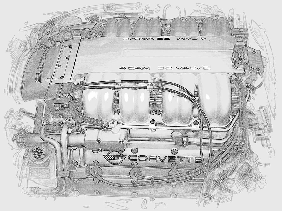 Chevrolet LT5 Sketch Photograph by Guy Pettingell