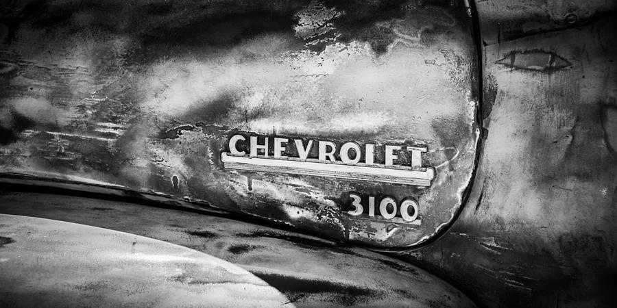Transportation Photograph - Chevrolet Truck Side Emblem -0842bw2 by Jill Reger