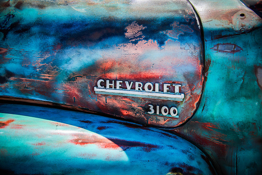 Car Photograph - Chevrolet Truck Side Emblem -0842c1 by Jill Reger