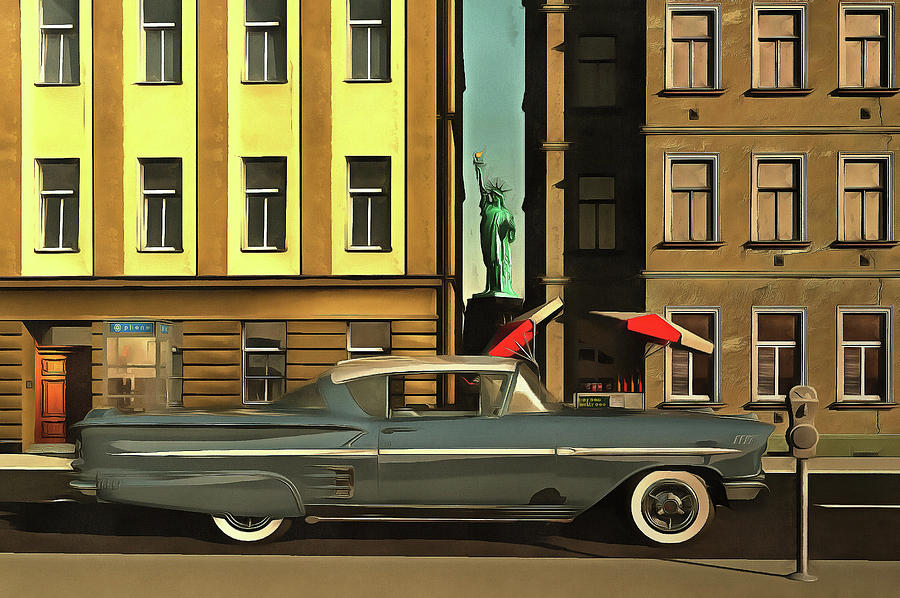 Chevrolette Impala at the Big Apple Painting by Jan Keteleer