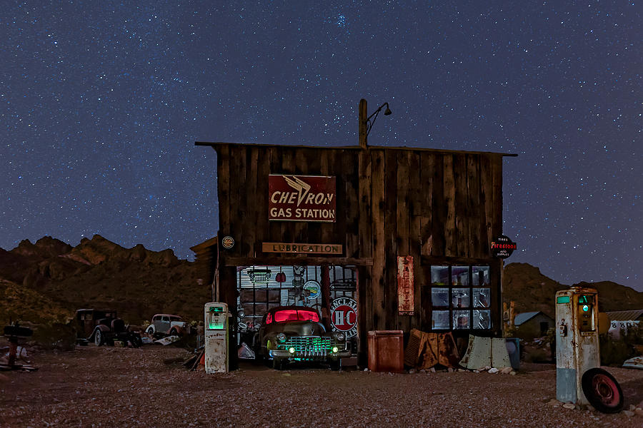 Chevron Gas Station Under The Stars Photograph by Susan Candelario