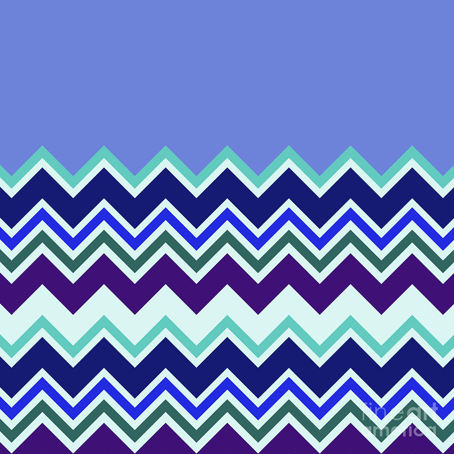 Chevron Lavender Turquoise Blue Purple Zigzag Pattern Digital Art by Beverly Claire Kaiya