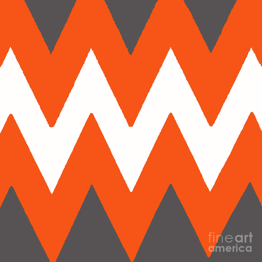 Chevron Orange and Gray Pattern Painting by Saundra Myles