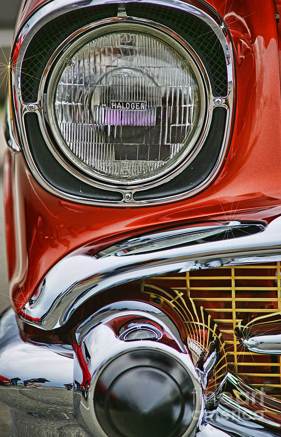Chevy Belair Headlight Abstract Photograph by Randy Harris