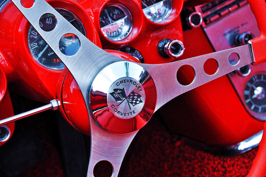 Chevy Corvettte Steering Wheel Photograph by Allen Beatty