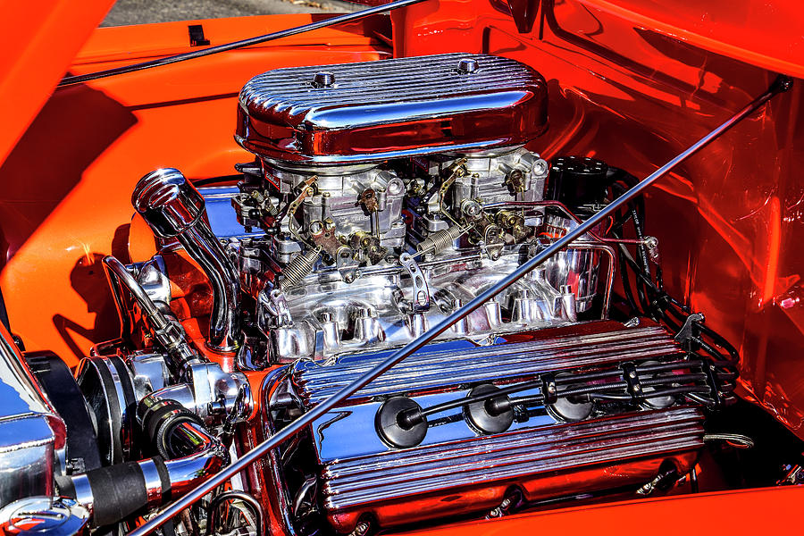 Chevy Custom Pickup V8 Engine Photograph by Robert Grant | Pixels