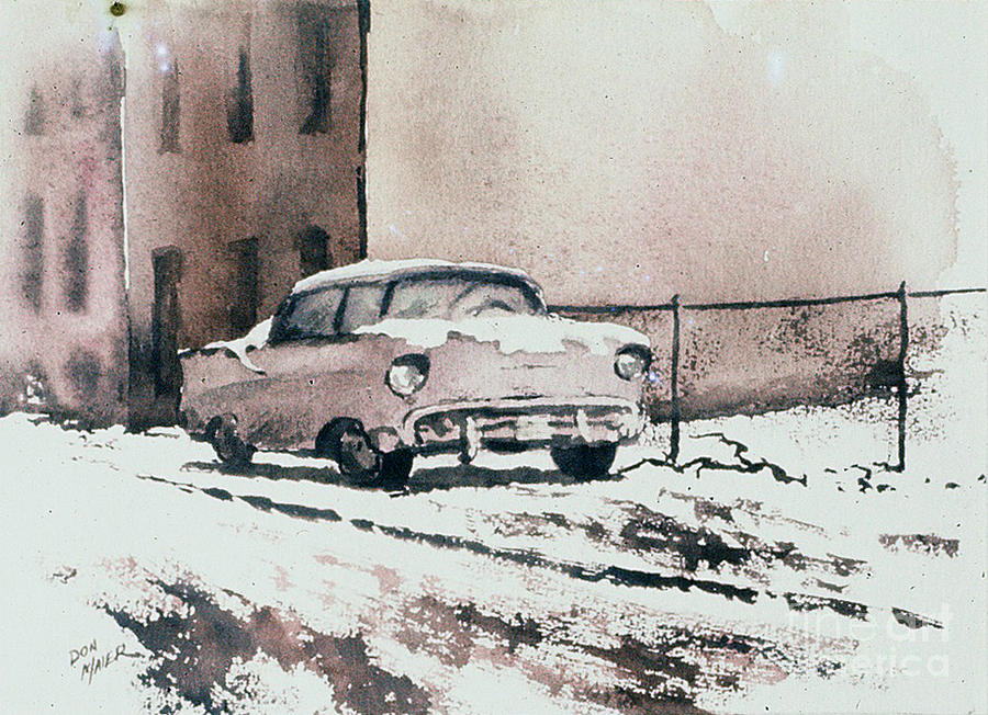 Car Painting - Chevy in Snow by Donald Maier
