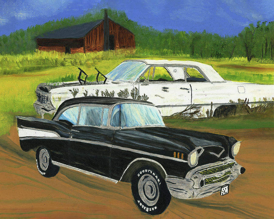 Chevy Meetup Painting by Judy Huck