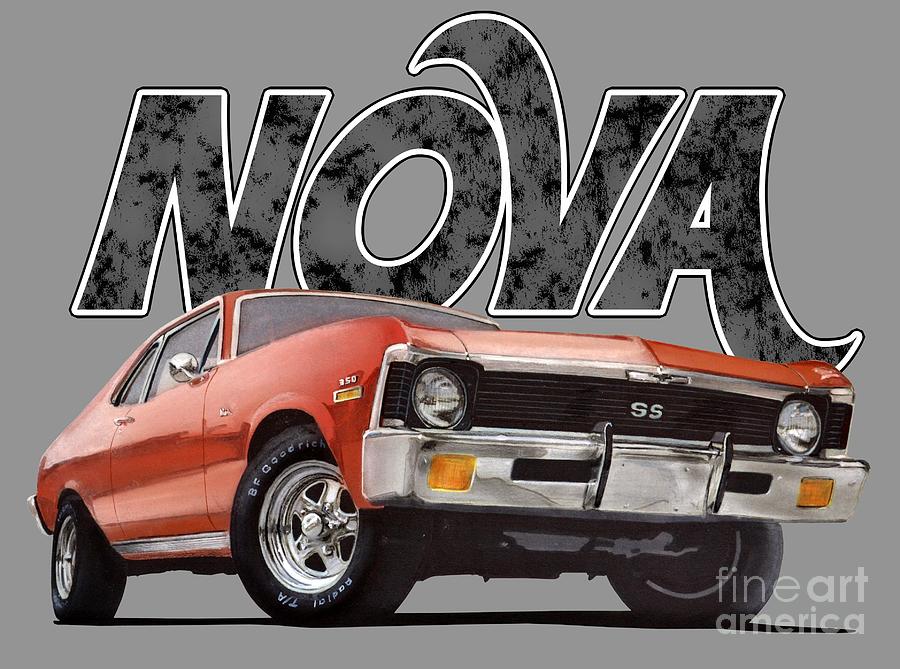 Car Digital Art - Chevy Nova by Paul Kuras