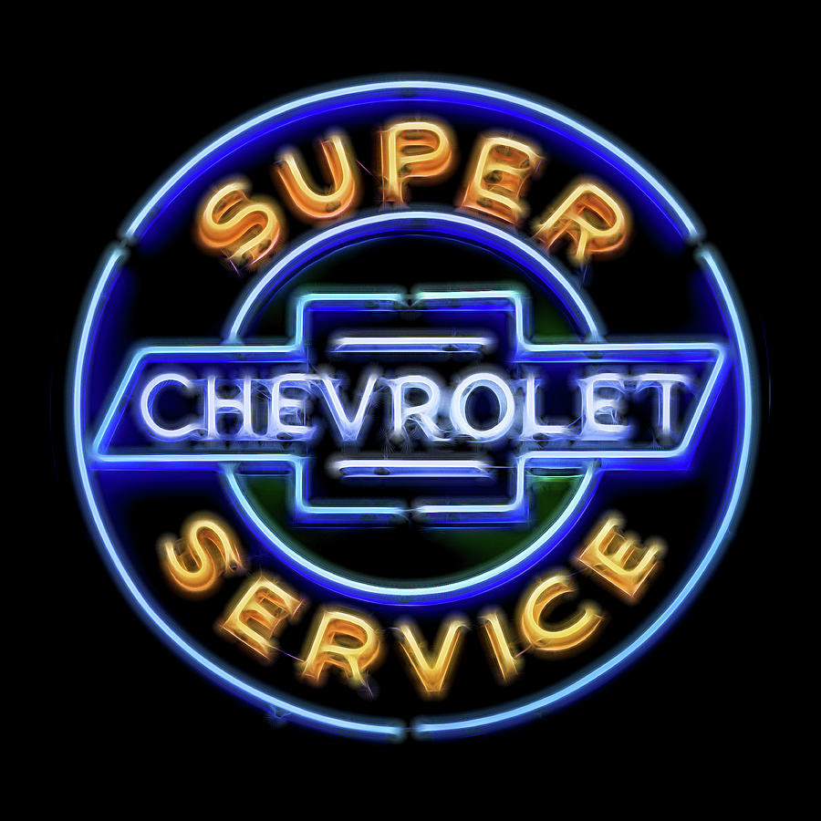 Chevy Super Service Neon Photograph by Stephen Stookey