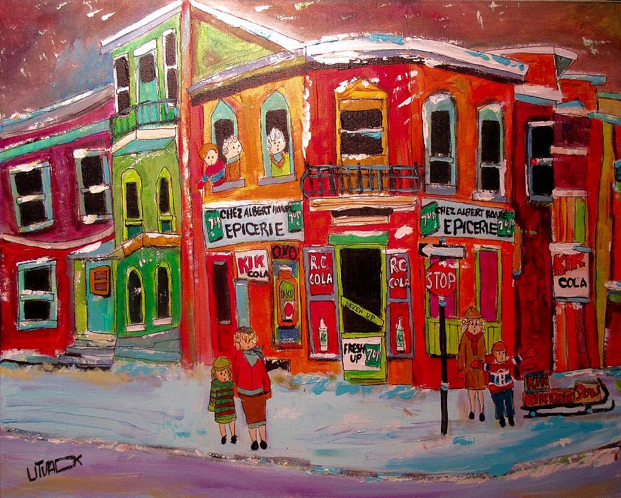Grocery Store Painting - Chez Albert Hoare Epicerie by Michael Litvack