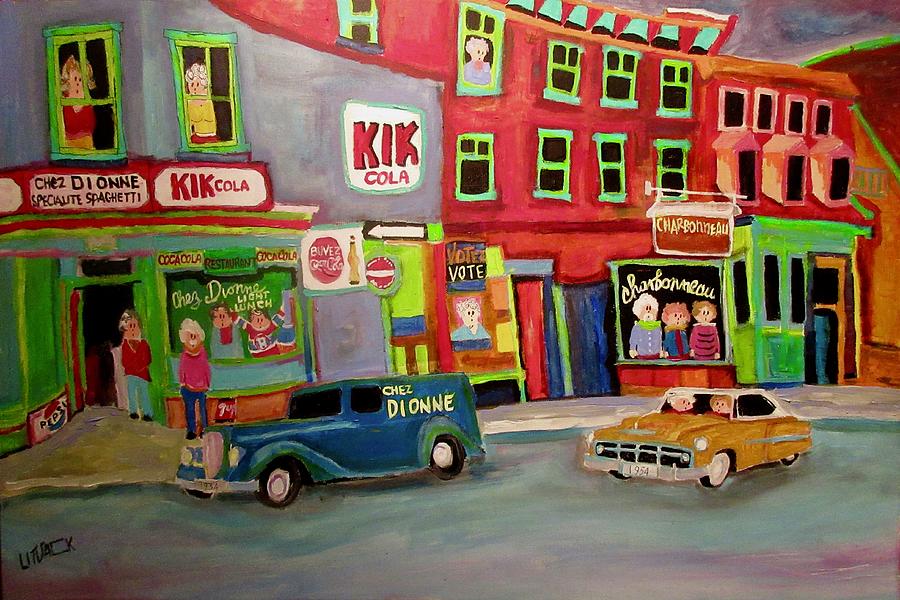 Vintage Chez Dionne Italian Food Montreal Painting by Michael Litvack