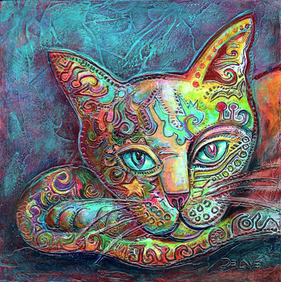 Chi Cat Painting by Mary DeLave
